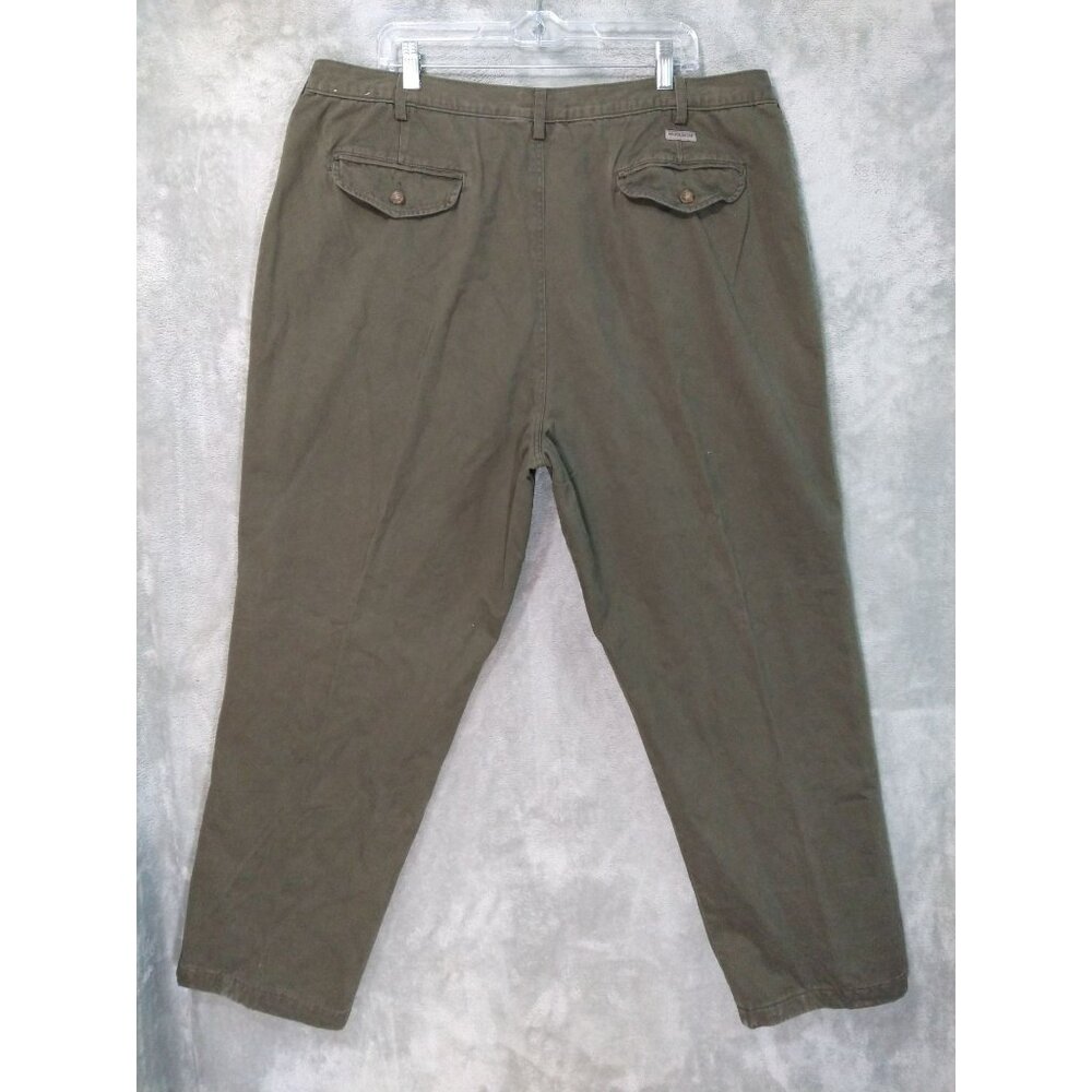 Woolrich Jeans Mens 44 x 31 Green Flannel Lined Chino High Rise Tapered Leg - Picture 2 of 10